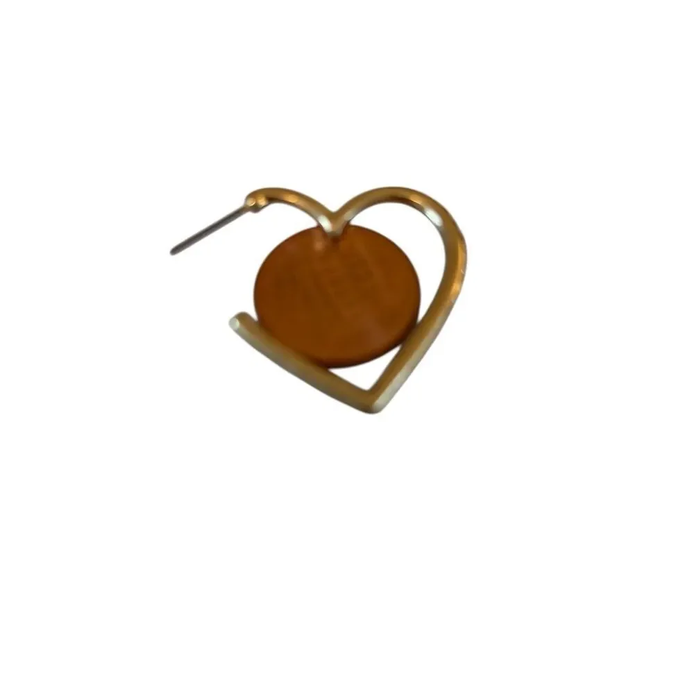 Matte Gold Tone Open Heart Earrings with Pave Crystals.